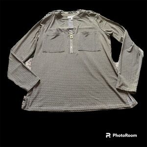 Navy blue and gold Michael Kors chain link zipper blouse